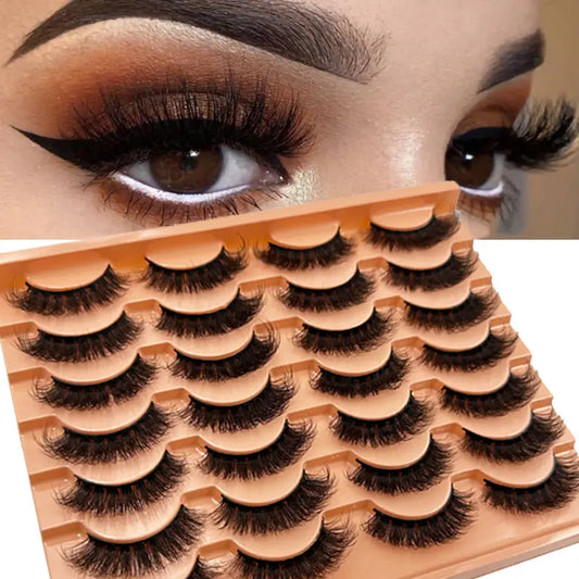 14-Pairs Unscented 3D Faux Mink Strip Lashes: Get Mesmerizing Eyes with our Thick and Fluffy Russian Style Lashes - Unleash Your Inner Beauty Today