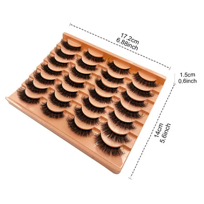 14-Pairs Unscented 3D Faux Mink Strip Lashes: Get Mesmerizing Eyes with our Thick and Fluffy Russian Style Lashes - Unleash Your Inner Beauty Today