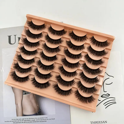 14-Pairs Unscented 3D Faux Mink Strip Lashes: Get Mesmerizing Eyes with our Thick and Fluffy Russian Style Lashes - Unleash Your Inner Beauty Today