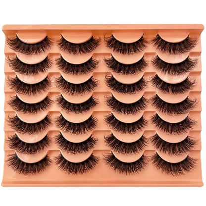 14-Pairs Unscented 3D Faux Mink Strip Lashes: Get Mesmerizing Eyes with our Thick and Fluffy Russian Style Lashes - Unleash Your Inner Beauty Today