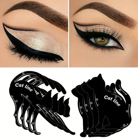 Lot de 2 pochoirs pour eye-liner, matériau en PVC mat, guide d'applicateur de fard à paupières fumé, pochoirs de maquillage rapide, moules pour eye-liner, outil de maquillage auxiliaire en forme de chat 