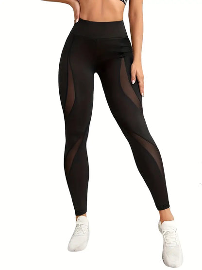 Women's High-Waisted Sporty Leggings with Contrast Mesh: Upgrade Your Casual Look!