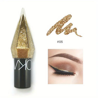 Shiny Eyeliner Eyeshadow Stick, Waterproof Silvery Rose Golden Color Glitter Sequins Eyeliner Pen Eye Makeup Cosmetics