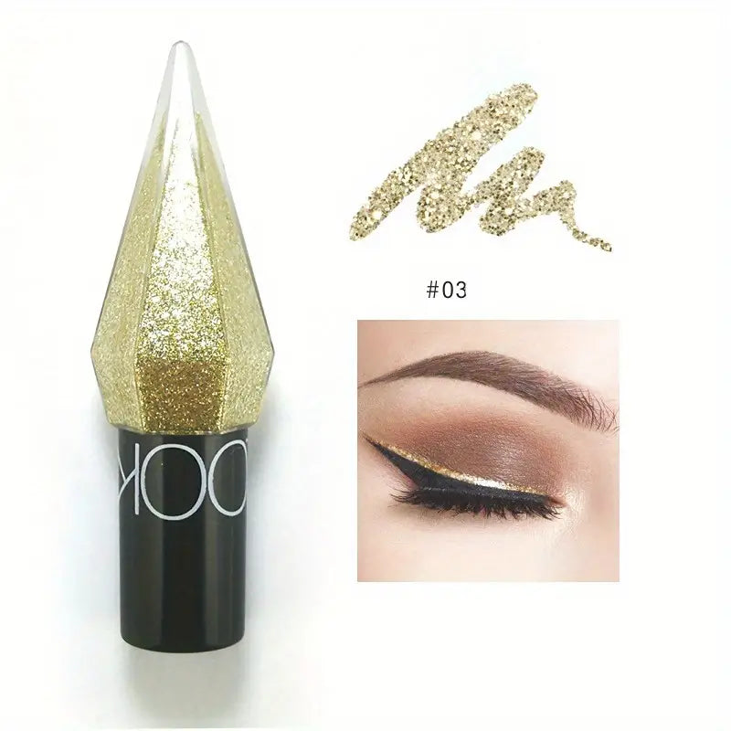 Shiny Eyeliner Eyeshadow Stick, Waterproof Silvery Rose Golden Color Glitter Sequins Eyeliner Pen Eye Makeup Cosmetics