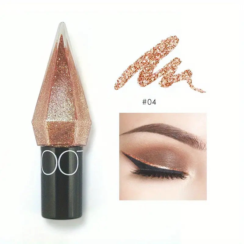 Shiny Eyeliner Eyeshadow Stick, Waterproof Silvery Rose Golden Color Glitter Sequins Eyeliner Pen Eye Makeup Cosmetics