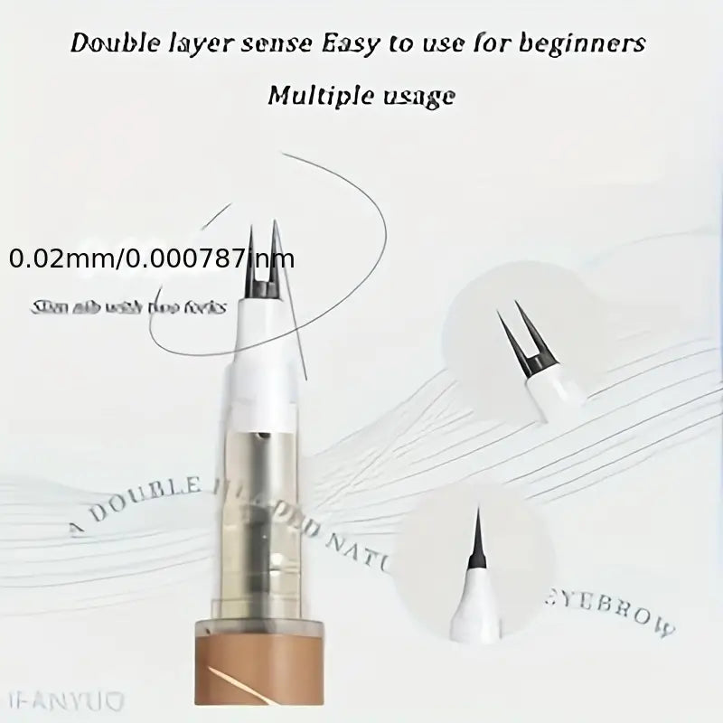 1pc Double Tip Lower Eyelash Pencil, Ultra-Fine Liquid Eyeliner, Long Lasting Quick-Drying Split Fork Eyeliner Pen