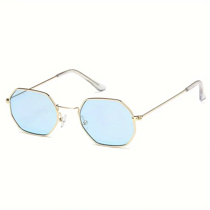 Polygon Metal Frame Sunglasses For Women Retro Tinted Fashion Anti Glare Sun Shades For Vacation Beach Party