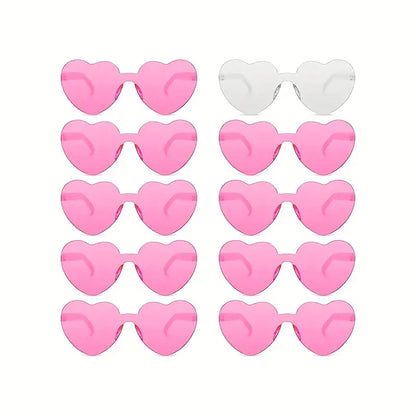 10 Packs, Heart Shaped Sunglasses Rimless Bride Sunglasses Transparent Heart Glasses Bachelorette Holiday Party Favor, Party Decor, Party Supplies, Cool Decor, Cute Aesthetic Stuff, Cool Gadgets, Unusual Items, Weird Stuff