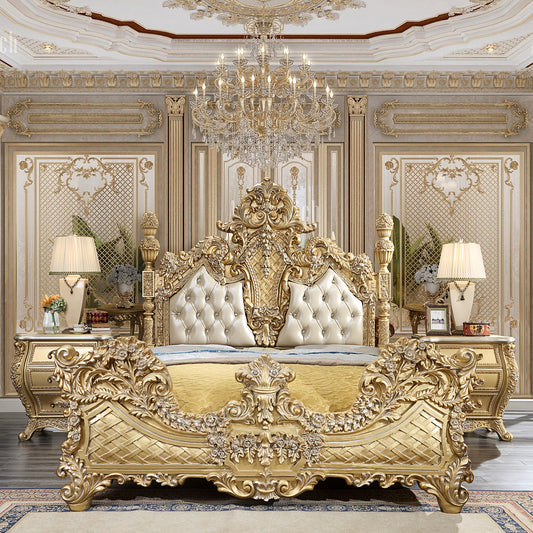 California King Bed in Metallic Antique Gold