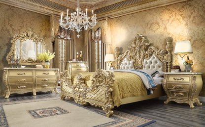 California King Bed in Metallic Antique Gold