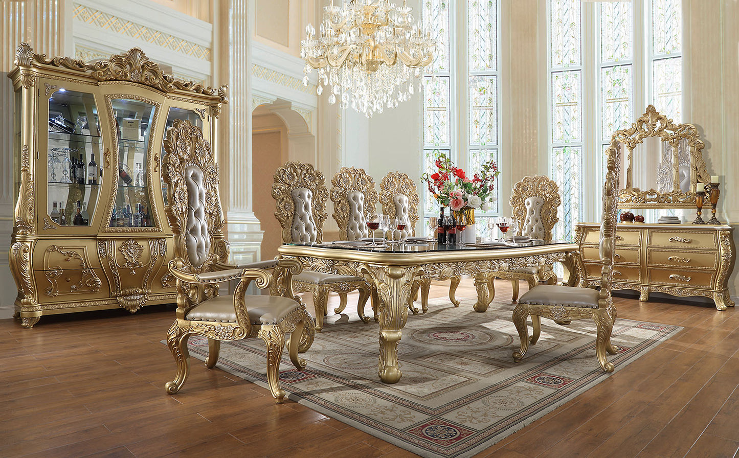 Long Dining Table in Metallic Antique Gold