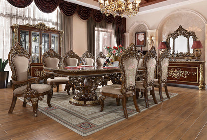 Rectangle Dining Table in Burl / Metallic Antique Gold