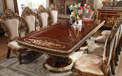 Rectangle Dining Table in Burl / Metallic Antique Gold