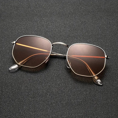 Geometric Frame Fashion Sunglasses For Women Men Vintage Thine Metal Temple Glasses Casual Style Photo Prop Eyewear