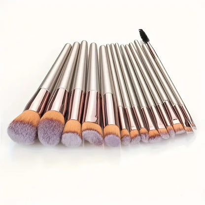 14pcs Professional Makeup Brushes Kit For Face Highlighter Powder Blush Contour Eyeshadow Eyebrow Concealer Blending Complete Function Face Eye Lip Makeup Brush Set For Makeup Beginner