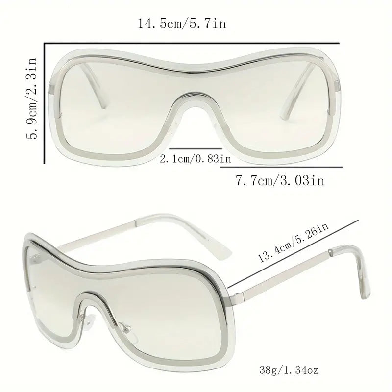 Y2K One-piece Sunglasses For Women Men Futuristic Fashion Gradient Rimless Sun Shades For Cycling Beach Party