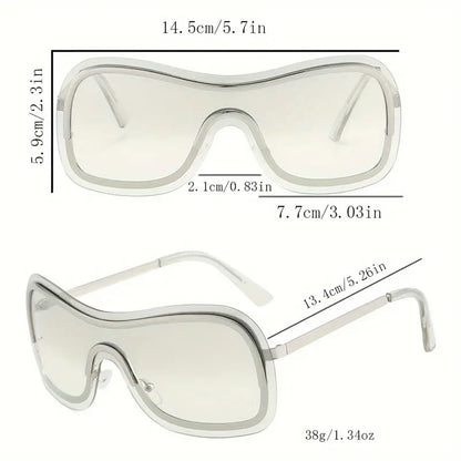 Y2K One-piece Sunglasses For Women Men Futuristic Fashion Gradient Rimless Sun Shades For Cycling Beach Party