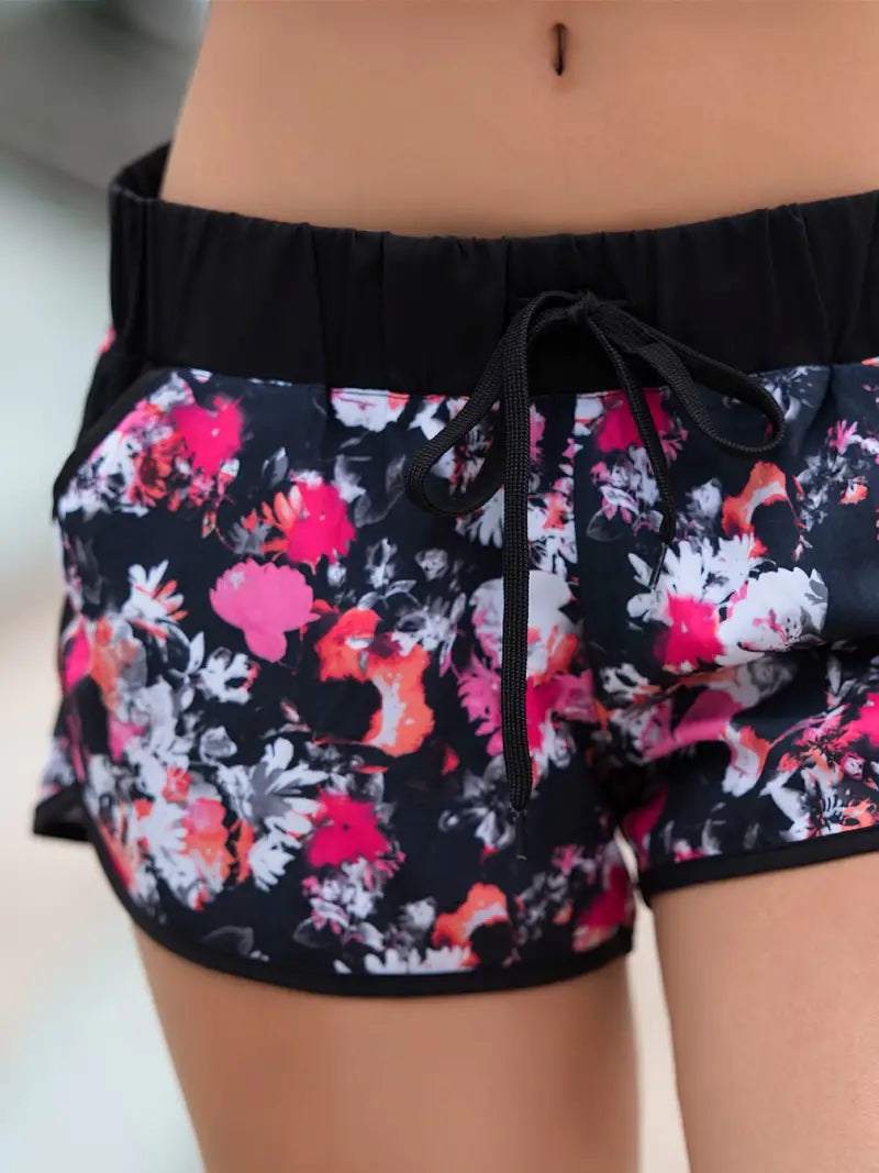 Short de yoga 2 en 1 à imprimé floral pour femme avec poches latérales intérieures – Parfait pour le fitness, les entraînements et les marathons ! 