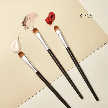 3Pcs Eye Makeup Brush Kit Professional Blending Eyeshadow Makeup Brushes Soft Fine For Concealer Eyebrows Eyeliner, Ideal For Makeup Beginner And Artist Premium Synthetic Dense Bristle