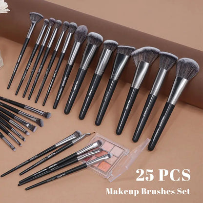 Pro Drag 37-Piece Unscented Makeup Kit by MAANGE: Includes 25 Nylon Brushes, 7 Blender Sponges, 5 Powder Puffs, Suitable for All Skin Types, Comes with Storage Box