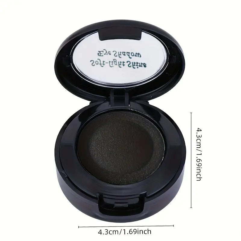 Monochrome Black Eyeshadow Powder, Black Smokey Makeup For Festival And Stage, Pearly Brightening Glitter Shimmer Contouring Eyeshadow, Double Decked With Brush