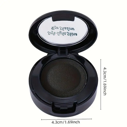 Monochrome Black Eyeshadow Powder, Black Smokey Makeup For Festival And Stage, Pearly Brightening Glitter Shimmer Contouring Eyeshadow, Double Decked With Brush