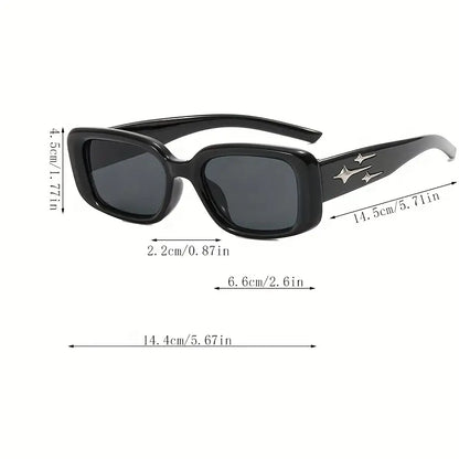 Y2K Rectangle Fashion Sunglasses For Women Men Shooing Star Decor Sun Shades For Beach Party Club