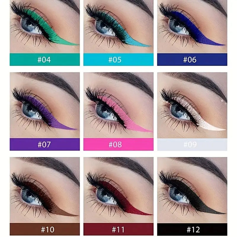 12 Colors Matte Liquid Eyeliner Set Rainbow Colorful Neon Eyeliner Pencil Pigmented Waterproof Smudge Proof Long Lasting Gel Eye Liner Christmas Makeup Gift Kit For Women