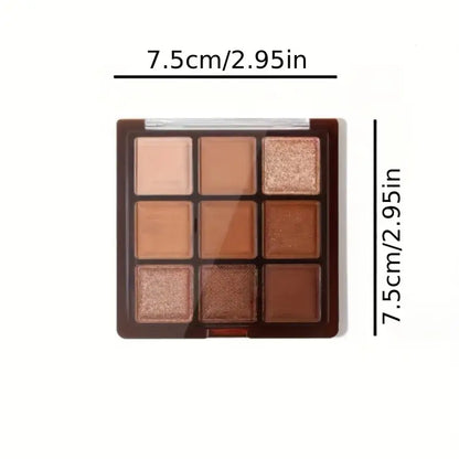 Palette de fards à paupières végétaliens 9 couleurs automne et hiver – Finition mate et chatoyante, tons marron, doré et mixtes pour des looks polyvalents 