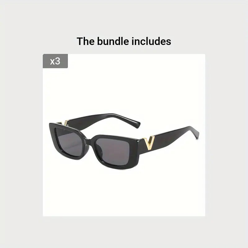 Women's Retro 90s Y2K Punk Rectangle Sunglasses - Cat Eye Style, Anti-Reflective Lenses, and Plastic Frame Material