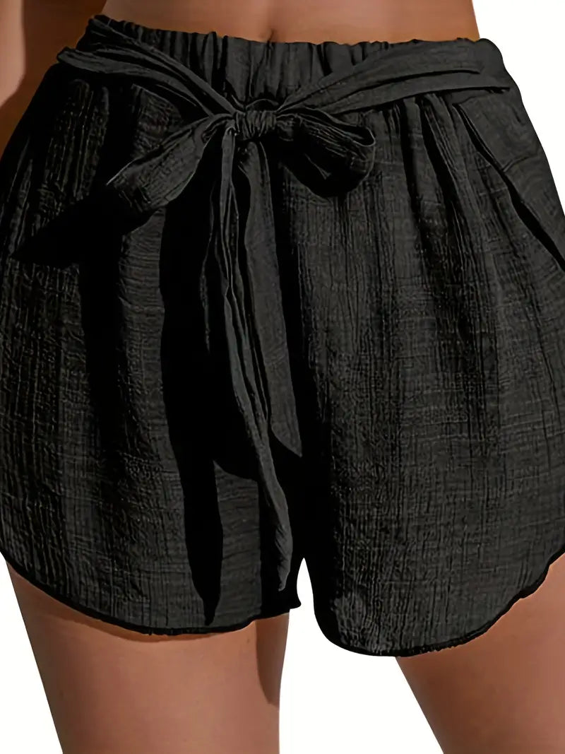 Women's Solid Split Shorts: Sexy Knotted Summer Style for Every Occasion!