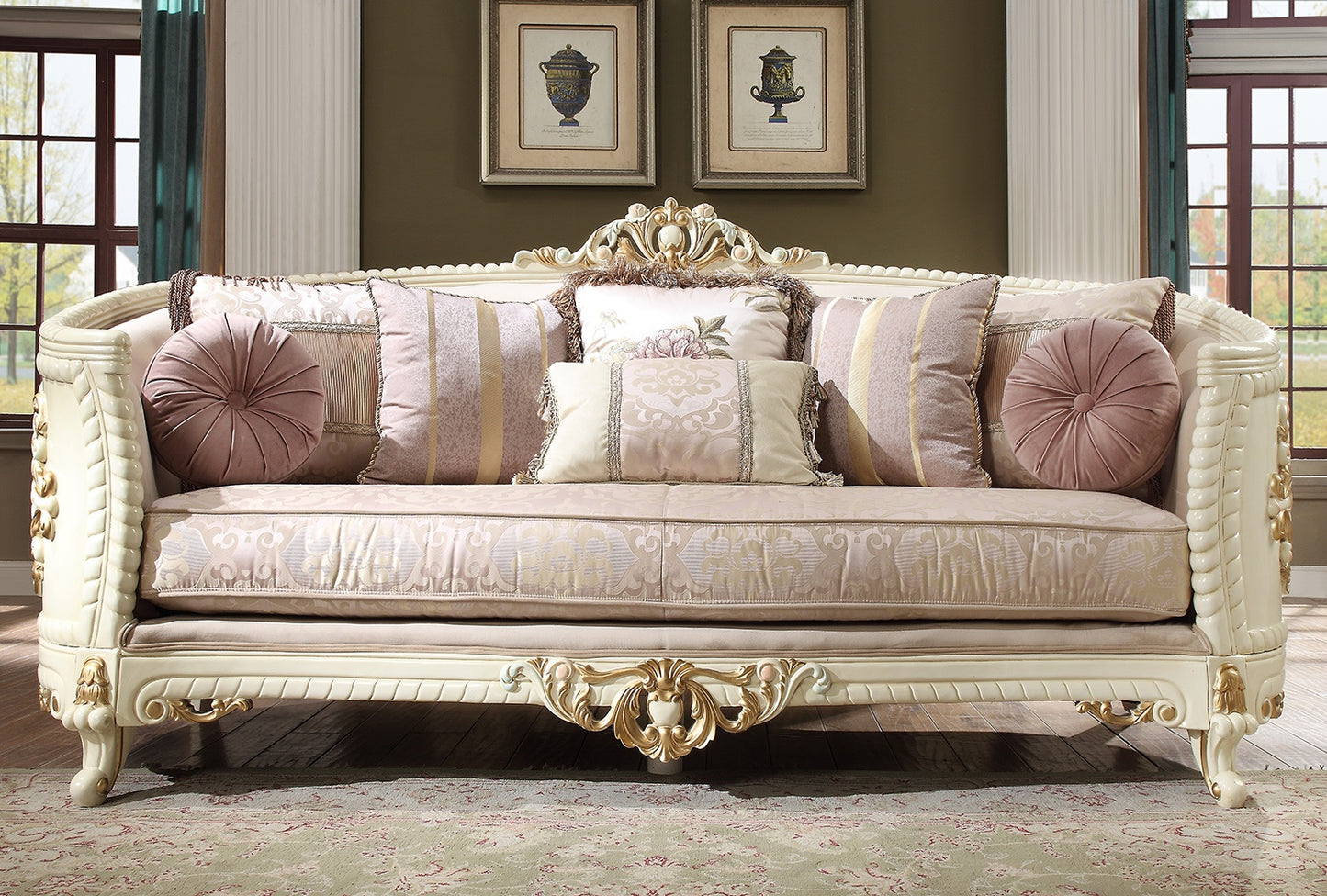 Sofa in Newberry II (Cream) w/ Metallic Gold