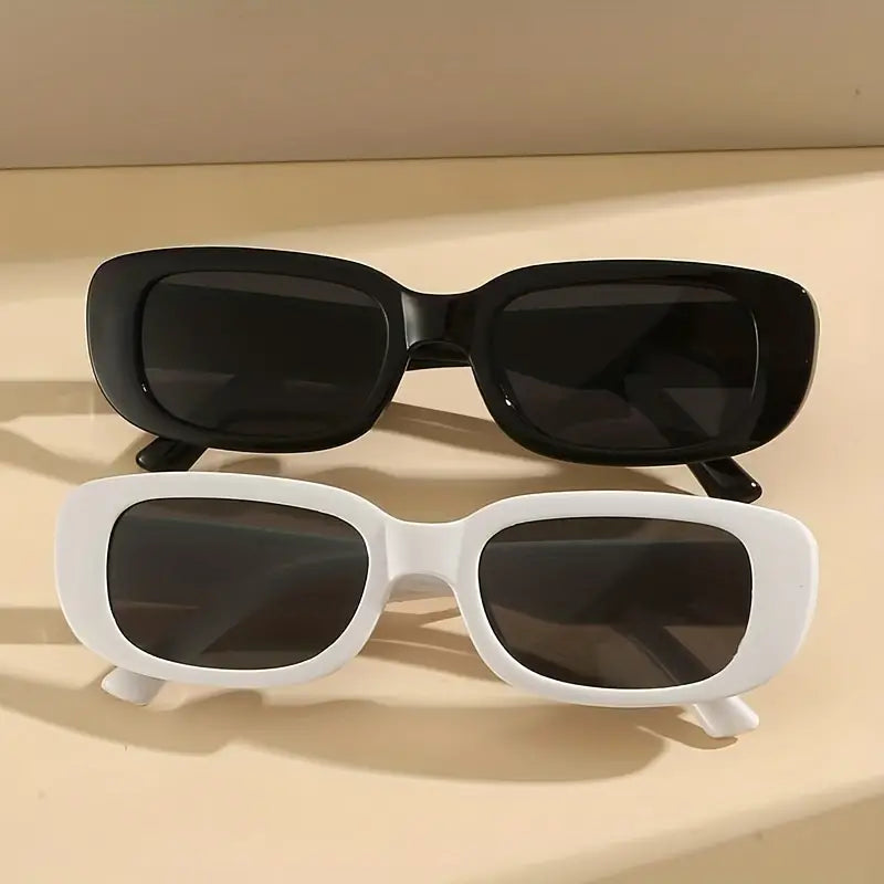 2 Pairs Rectangle Fashion Sunglasses For Women Men Punk Anti Glare Sun Shades For Summer Beach Party