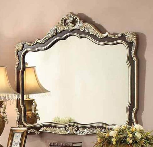 Bedroom Mirror Brown Cherry and Metallic Antique Gold