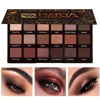 Exotic Desert Dusk Eyeshadow Palette: 18 Versatile Brown-Tones, Highly Pigmented and Waterproof Matte & Glitter Shades for Glamorous Day to Night Transition