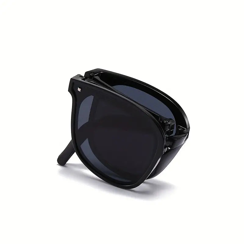 Lunettes de soleil polarisées pliables unisexes élégantes – Monture carrée avec décor de rivets, style sportif pour la pêche et les activités de plein air, lunettes légères et décontractées 