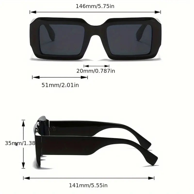 Rectangle Sunglasses For Women Men Retro 90s Fashion Color Block Sun Shades For Vacation Beach Party