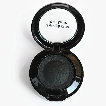 Monochrome Black Eyeshadow Powder, Black Smokey Makeup For Festival And Stage, Pearly Brightening Glitter Shimmer Contouring Eyeshadow, Double Decked With Brush