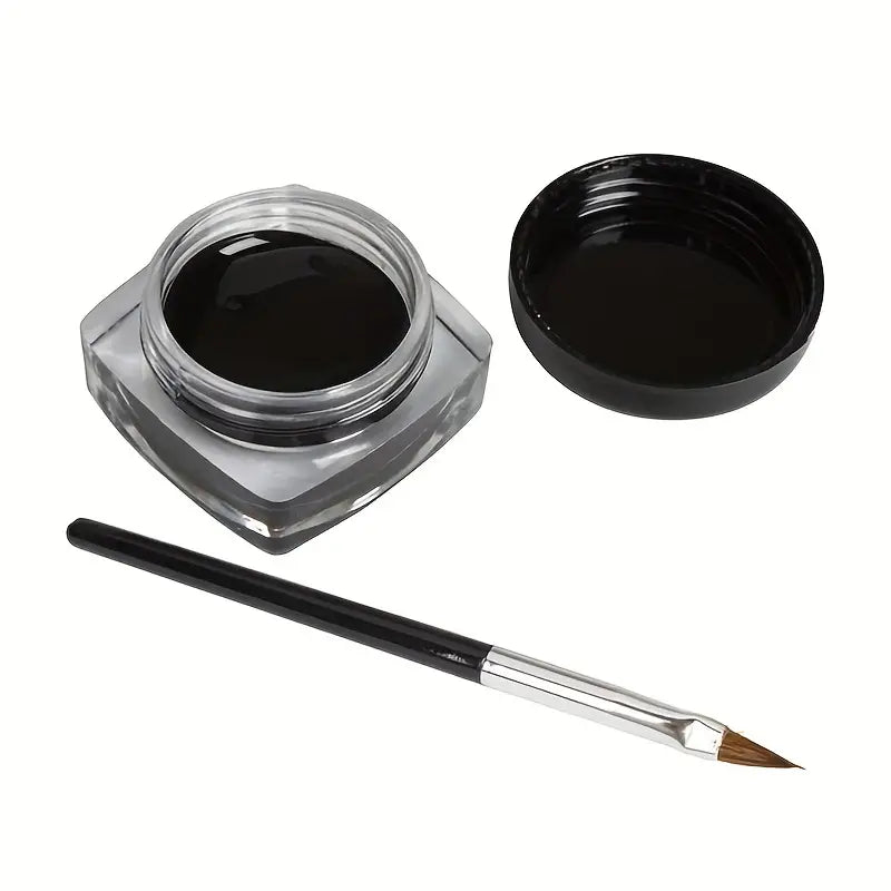 Black Eyeliner Cream With Brushes, Waterproof, Long Lasting, Matte Smooth Rich Color Eyeliner Cream