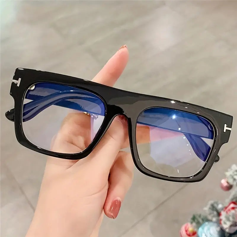 Clear Lens Glasses For Women Men Classic Square Frame Eyeglasses Minimalist Flat Top Eyewear