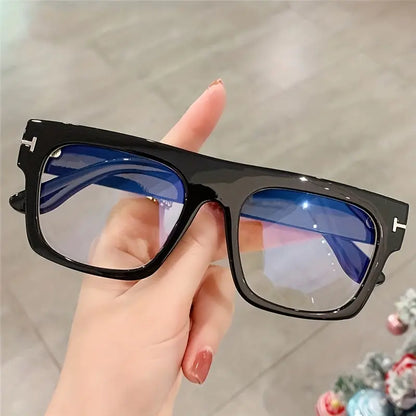 Clear Lens Glasses For Women Men Classic Square Frame Eyeglasses Minimalist Flat Top Eyewear