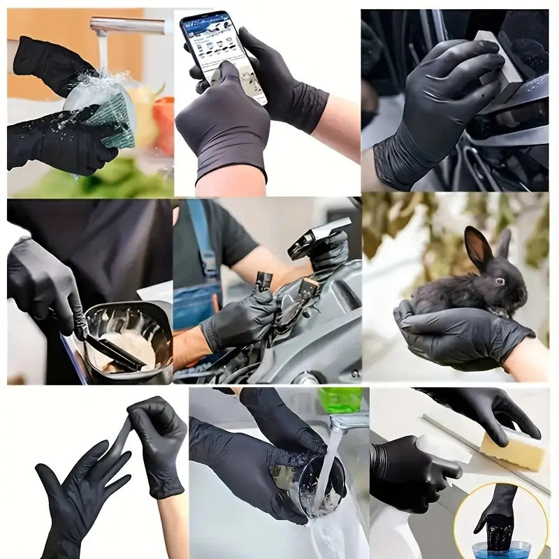 Black Disposable Latex Free, Disposable Gloves, Latex And Powder Free, Waterproof Household Cleaning Gloves, Multifunctional Gloves Suitable For Food Processing And Preparation, Kitchen, Painting, Beauty Salon