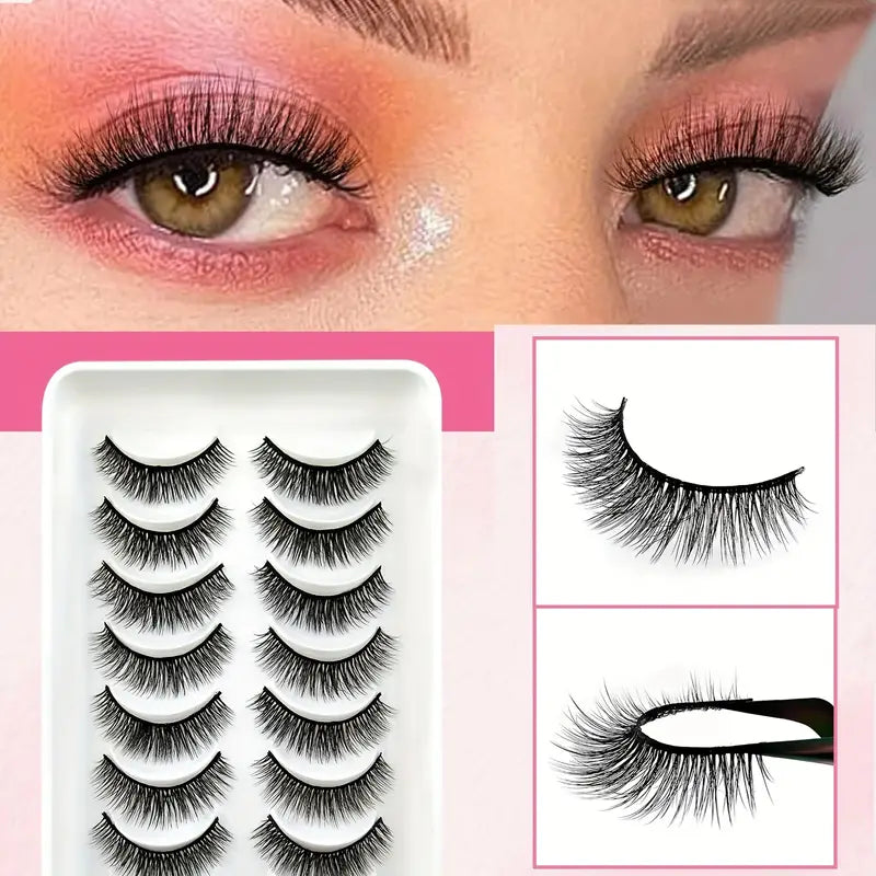 10 Pairs Natural False Eyelashes, Fluffy Cross Thick Eyelashes, Faux Mink False Eyelashes