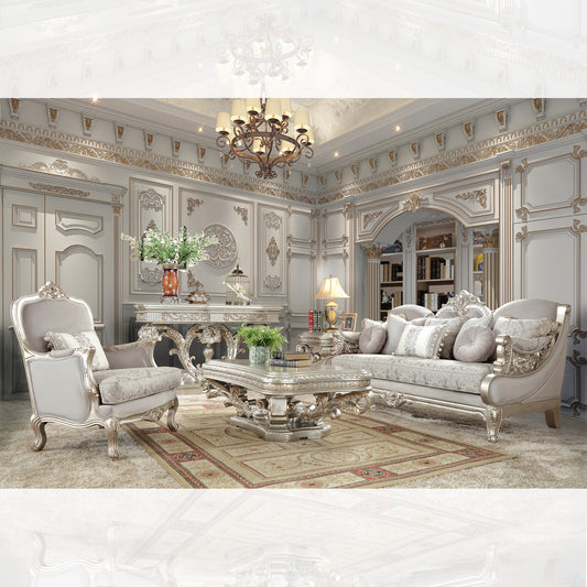 Living Room Sofa in Metallic Silver