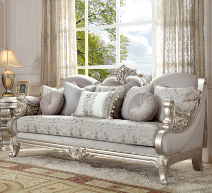 3pc Sofa Set Living Room Set in Metallic Silver