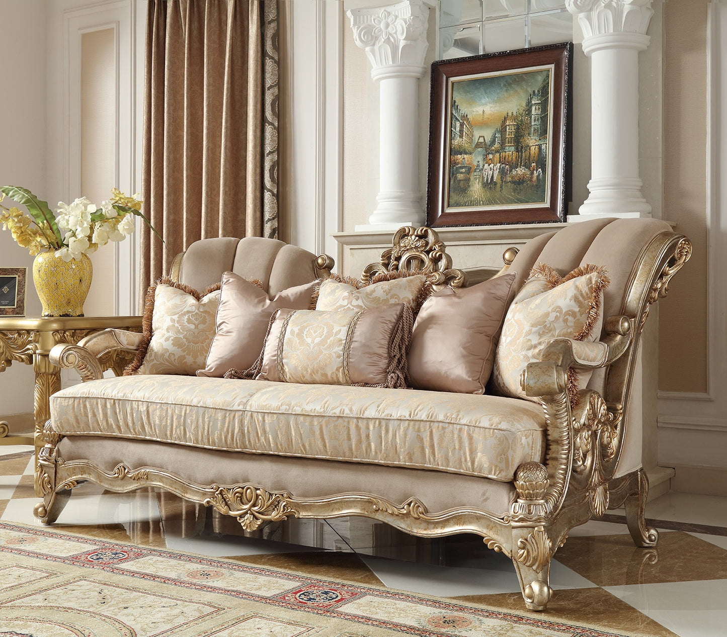 Sofa in Champagne (Metallic Gold and Silver Blend)