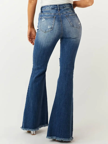 Women's Vintage Distressed Ripped Bell Bottom Jeans - Get the Look Now!