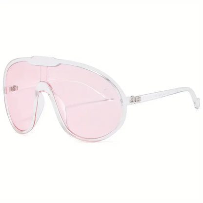 Lunettes de soleil surdimensionnées une pièce pour femmes et hommes, monture transparente Y2K, accessoires Photo décontractés en plein air, pour fête et plage 