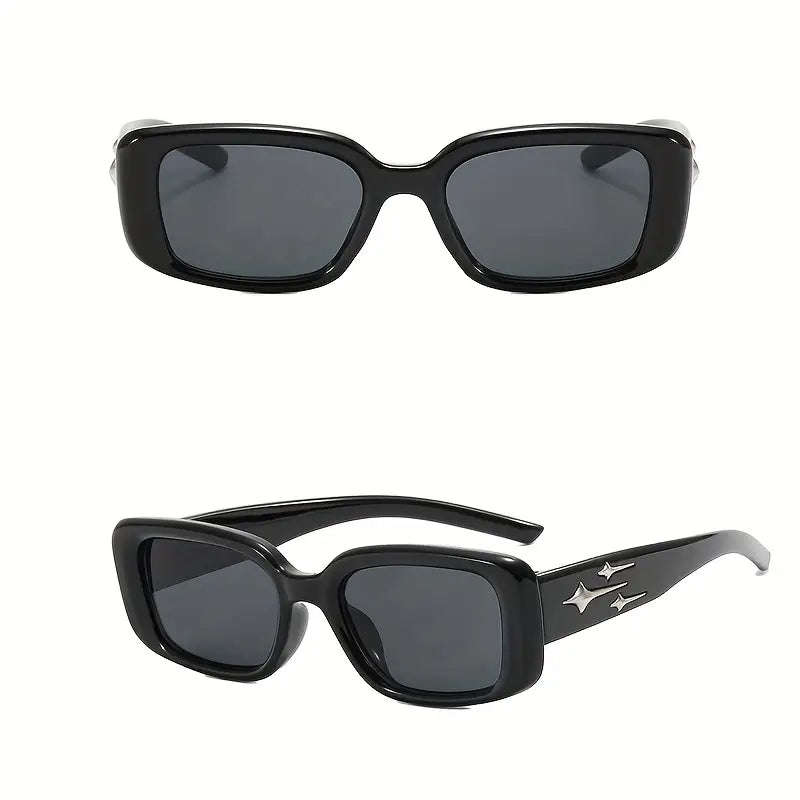 Y2K Rectangle Fashion Sunglasses For Women Men Shooing Star Decor Sun Shades For Beach Party Club