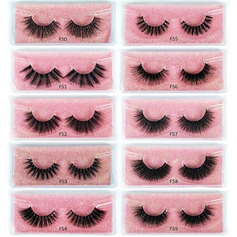 50 pairs Fluffy 3D Mink Lashes - Natural Look False Eyelashes for a Thick and Voluminous Look - Perfect Valentine's Day or Birthday Gift for Her